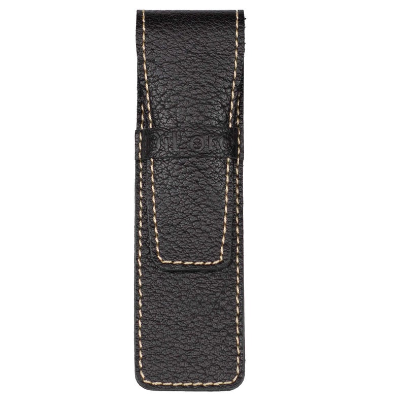 DiLoro Full Grain Thick Buffalo Leather Single Pen Pencil Case Holder Sleeve Black - Image 4